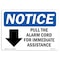 Signmission OSHA Notice Sign, 10" H, Rigid Plastic, Pull Alarm Cord For Immediate Sign With Symbol, Landscape OS-NS-P-1014-L-17913 - alternate 1